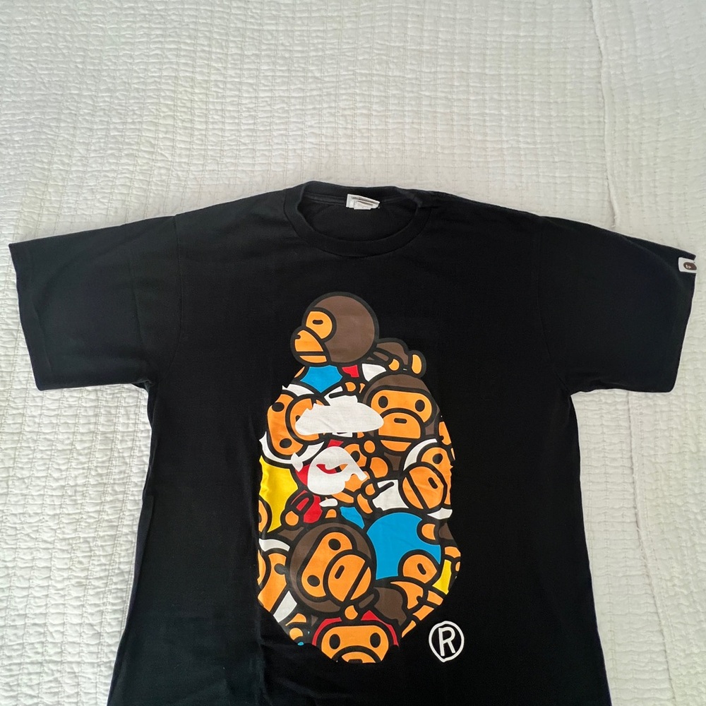 *SOLD* Bape Black T-Shirt with Colorful Logo Tag